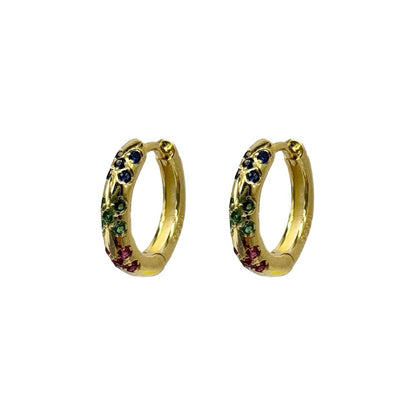Gold Multi Colour Cubic Zirconia Huggie