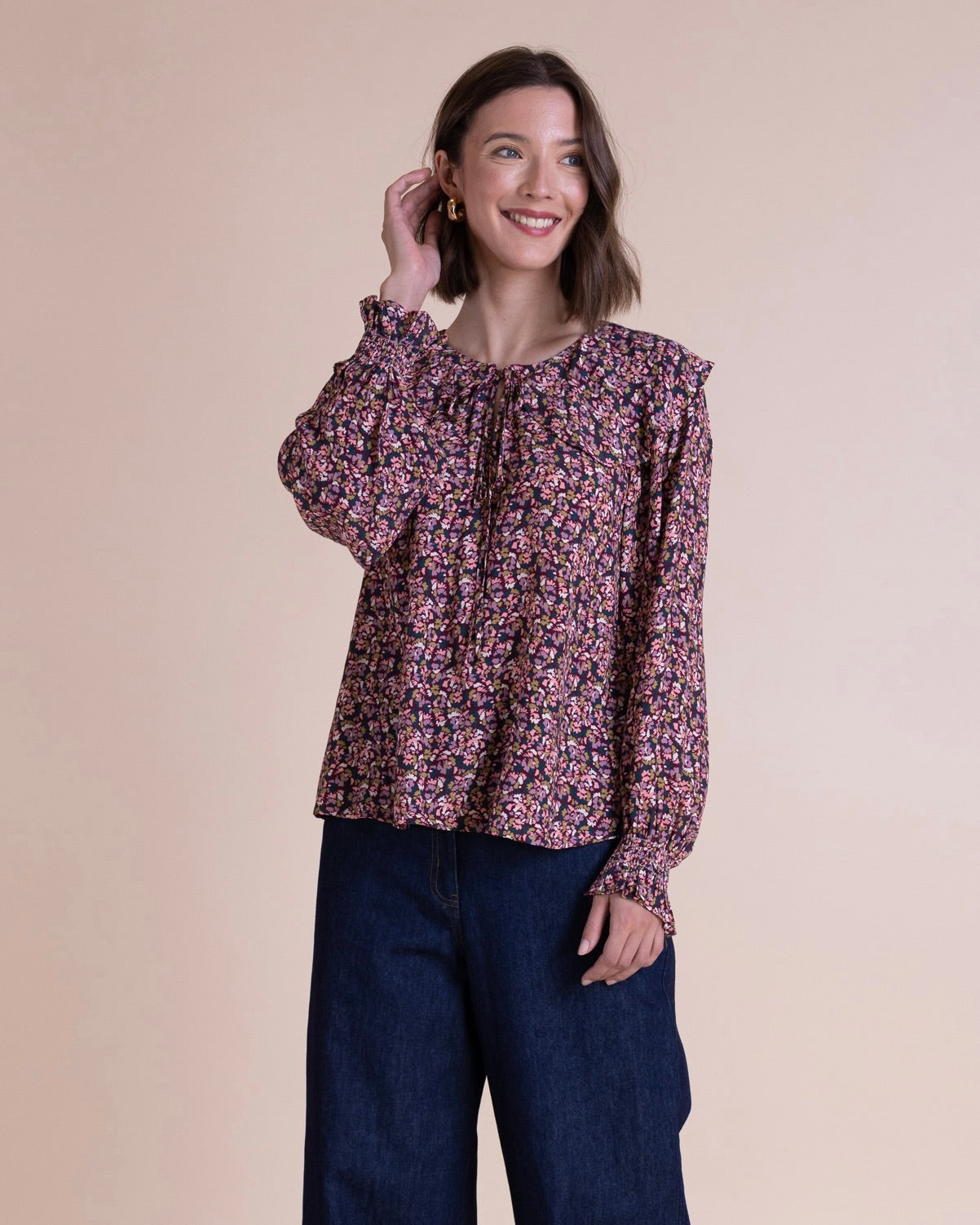 Crepe Frill Neck Blouse