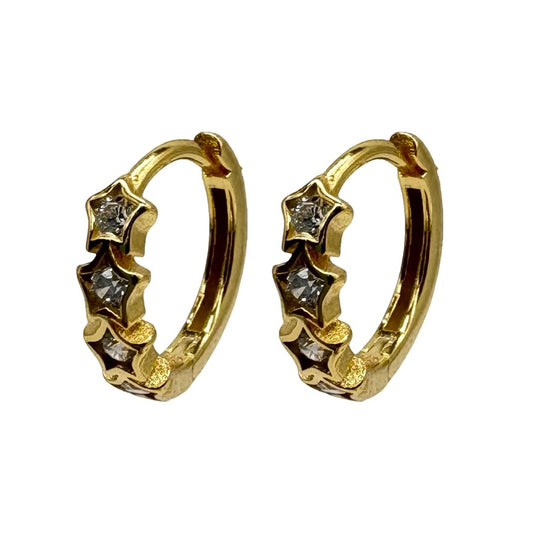 Gold Huggie With Star Cubic Zirconia