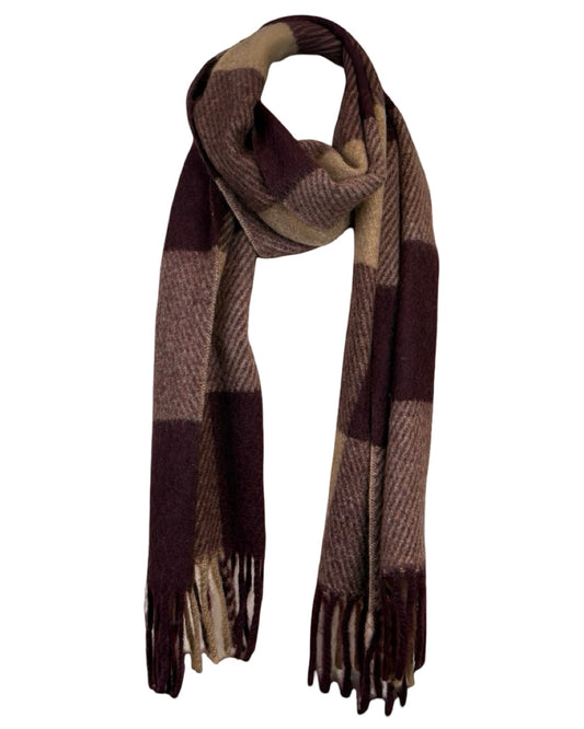 Lined Check Tassel Scarf