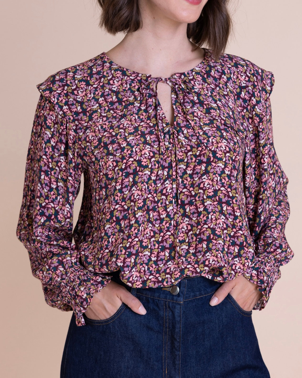 Crepe Frill Neck Blouse