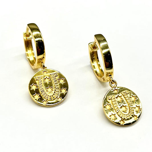 Lucky Horseshoe Charm Hoops