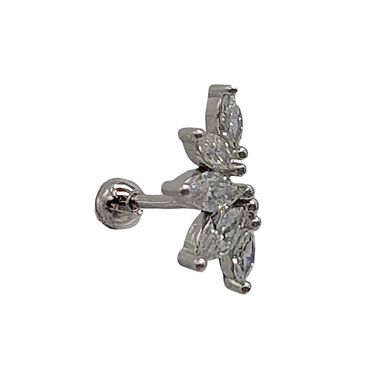 Silver Fan Stud With Cubic Zirconia