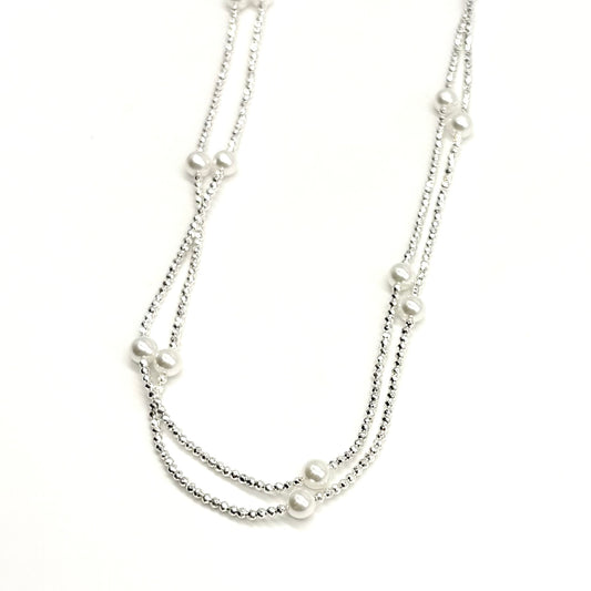 Chain Necklace With Glass Pearl Beads