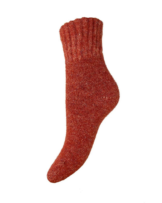 Rust Marl Thick Wool Blend Socks