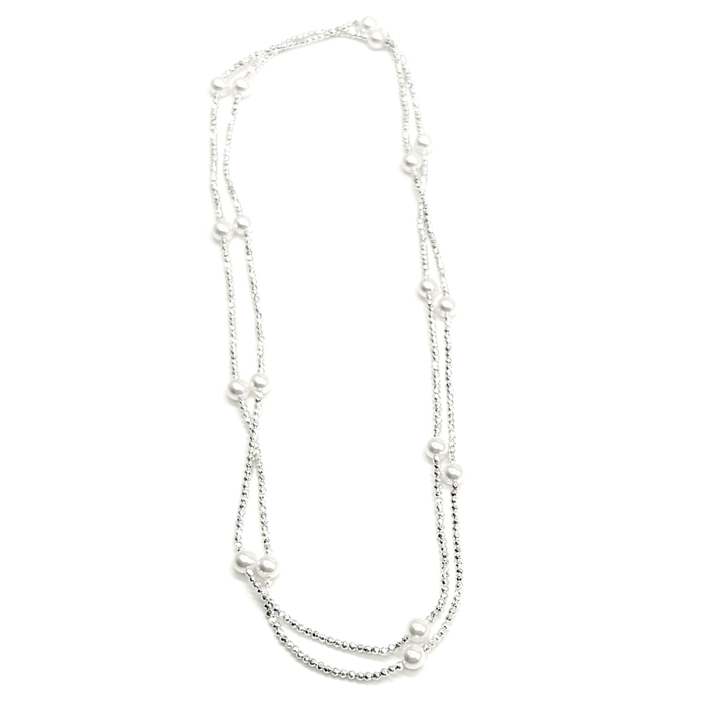 Chain Necklace With Glass Pearl Beads
