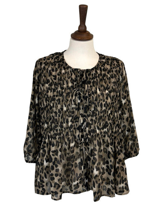 Angel Leopard Tie Front Blouse