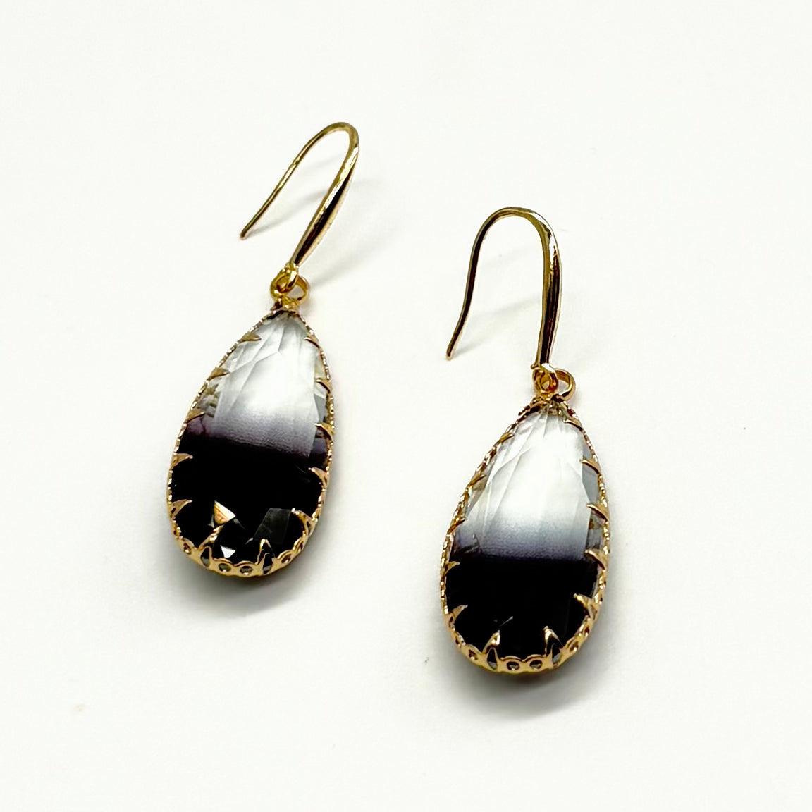 Two Tone Tear Drop Earrings