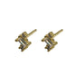 Gold Rectangle And Circle Cubic Zirconia Studs