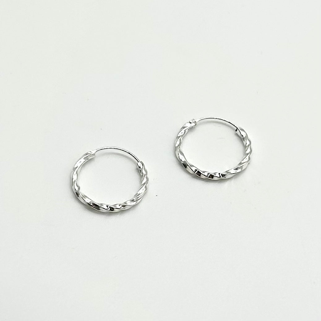 Twisted Silver Small Hoops
