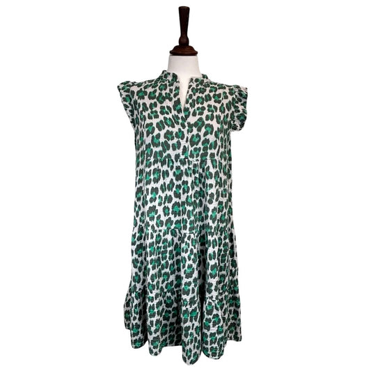 Abigail Leopard Print Frill Sleeveless Dress