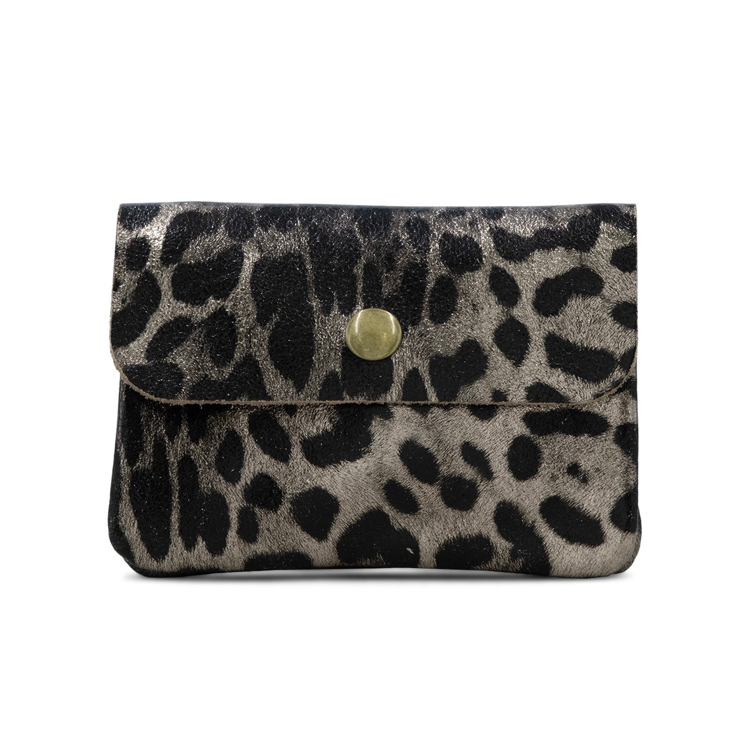 Metallic Leopard Print Leather Coin Purse
