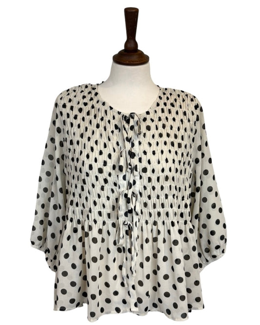 Angel Spot Tie Front Blouse