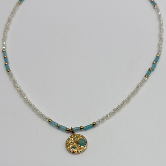 Multi Bead & Circle Pendent Necklace