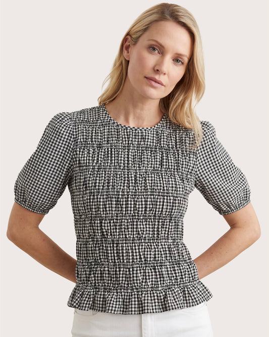 Raye Shirred Gingham Top