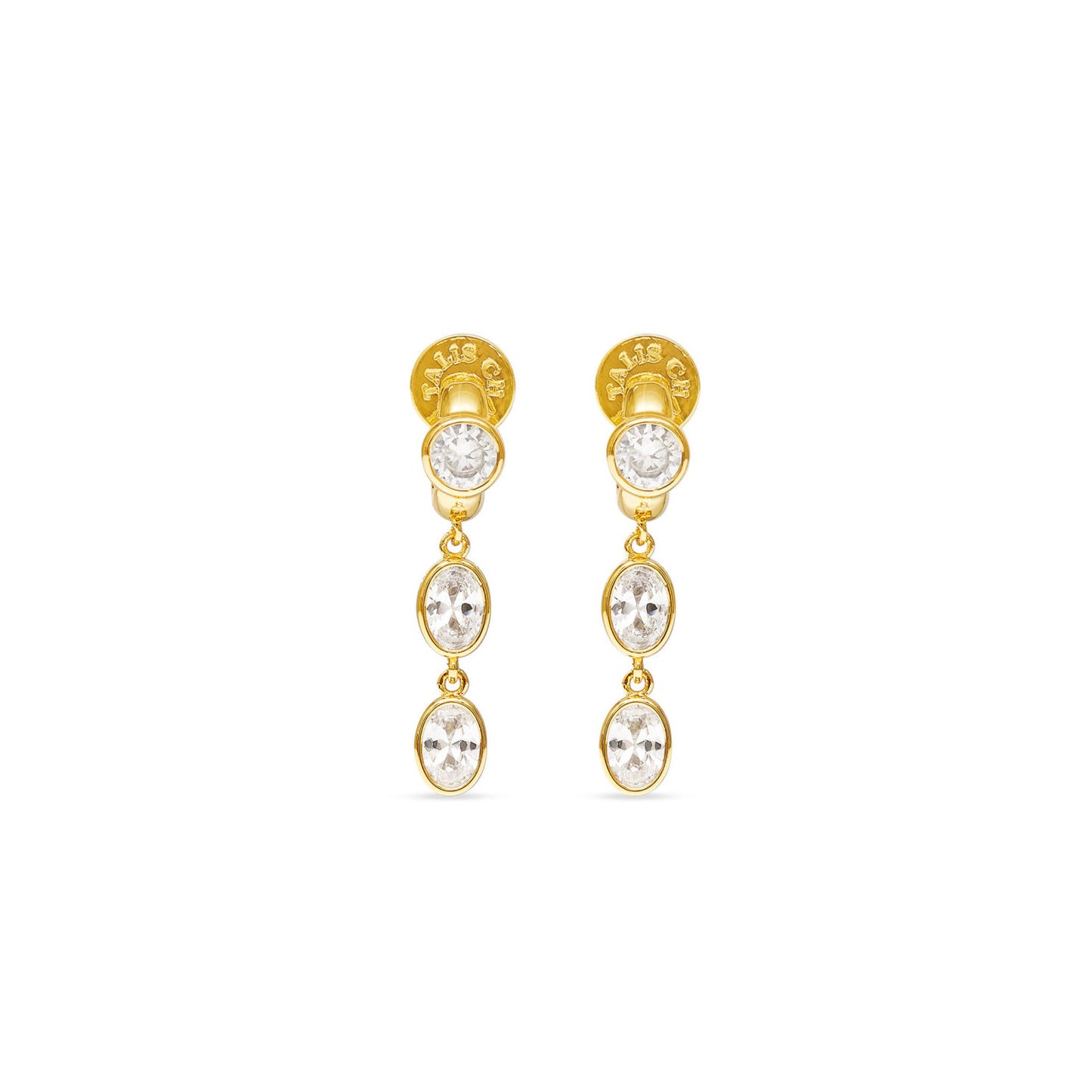 Talis Chains CZ Two Drop Huggies