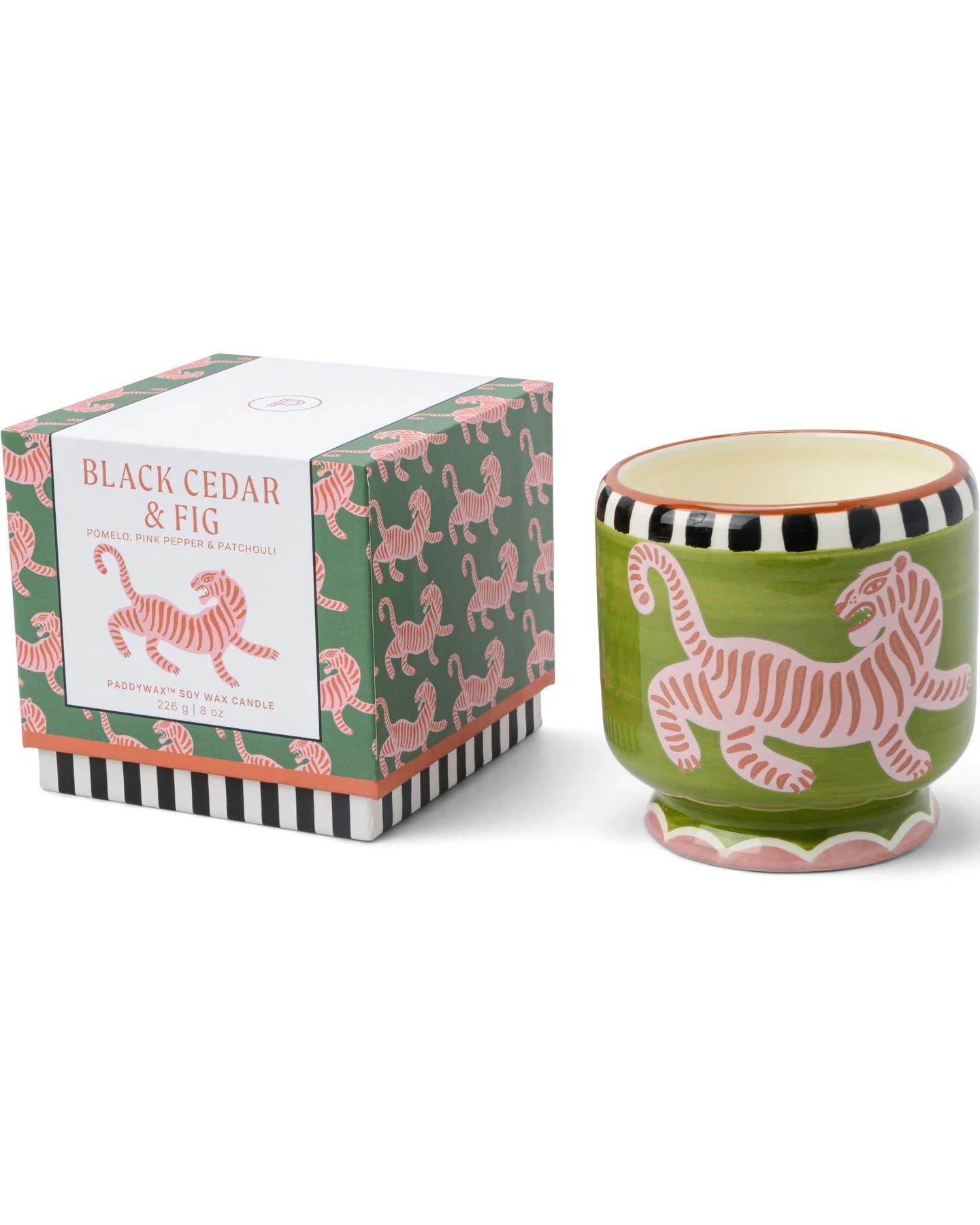 A Dopo Tiger Ceramic Candle - Black Cedar & Fig
