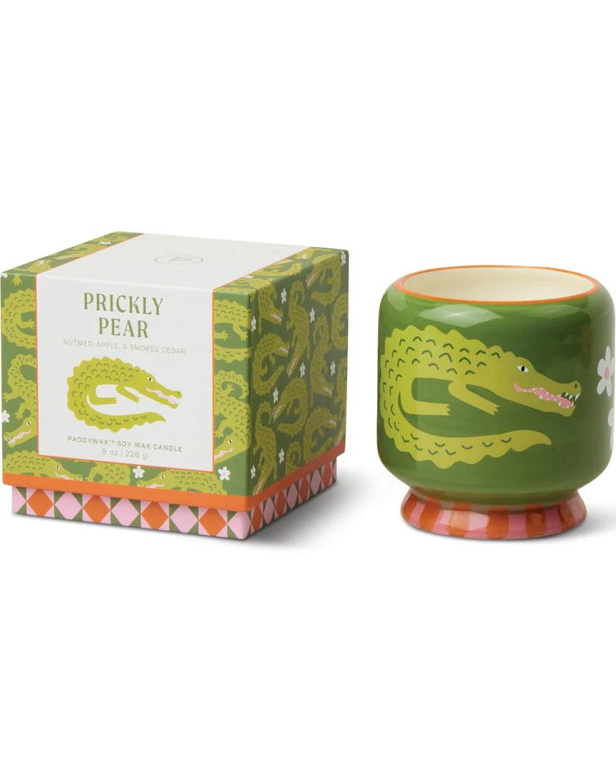 A Dopo Crocodile Ceramic Candle - Prickly Pear