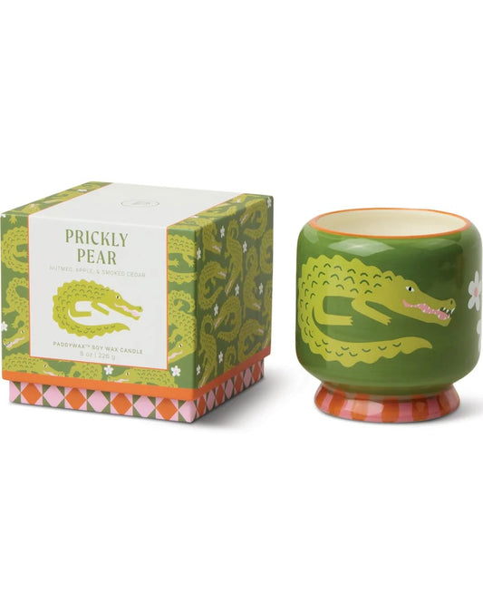 A Dopo Crocodile Ceramic Candle - Prickly Pear