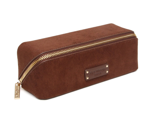 Alice Wheeler Chocolate Faux Suede Small Train Case