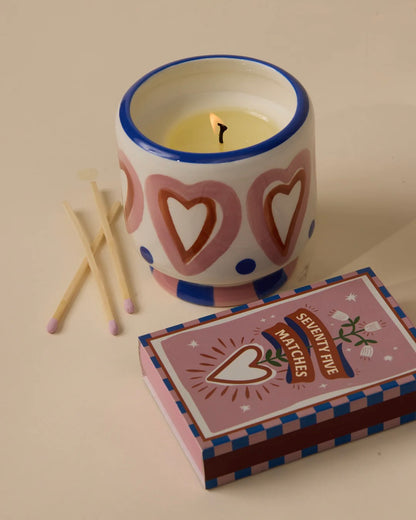 A Dopo Hearts Ceramic Candle - Rosewood Vanilla
