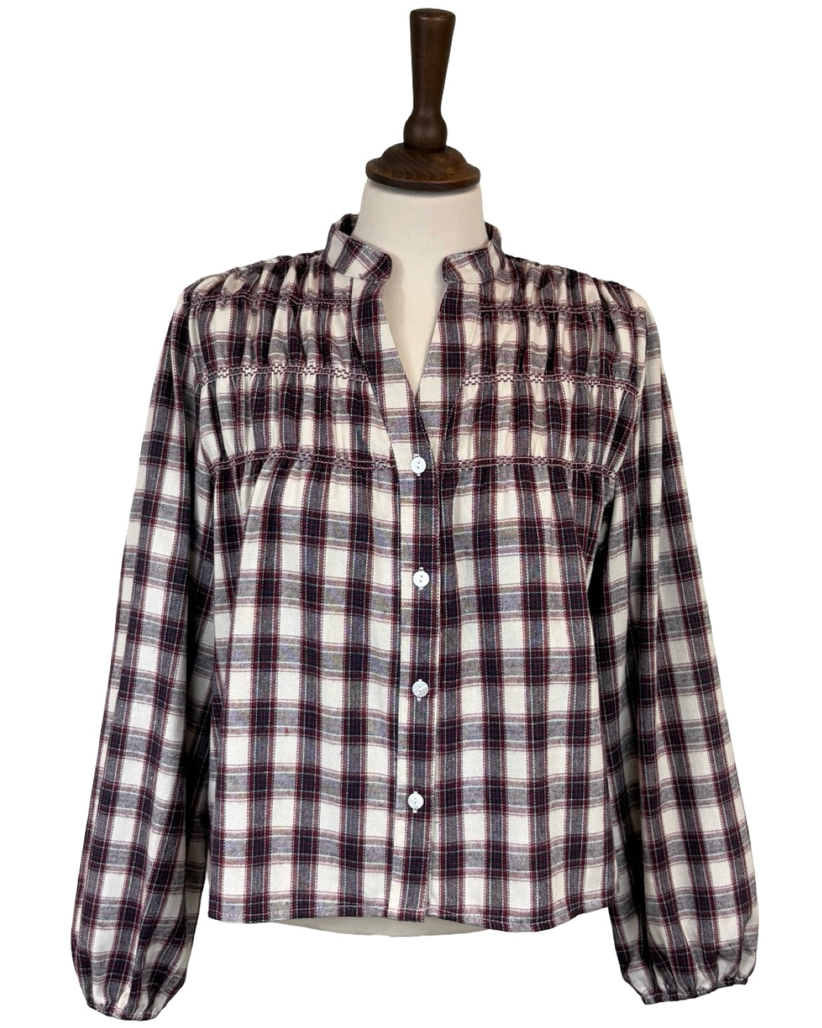 Amber Brushed Cotton Check Blouse