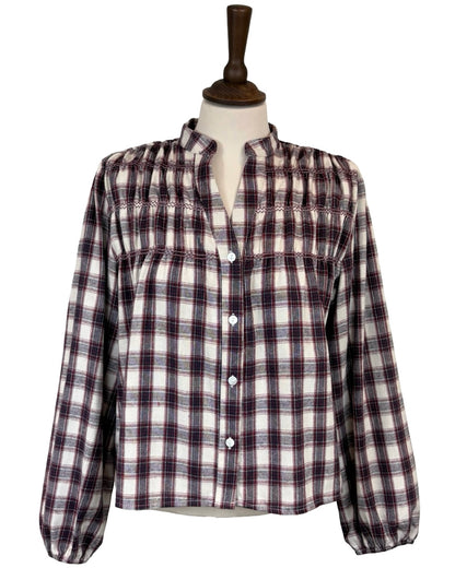 Amber Brushed Cotton Check Blouse