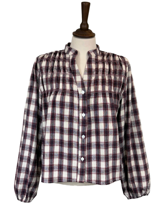 Amber Brushed Cotton Check Blouse