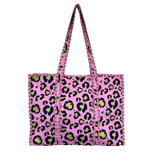 Leopard Block Print Tote Bag