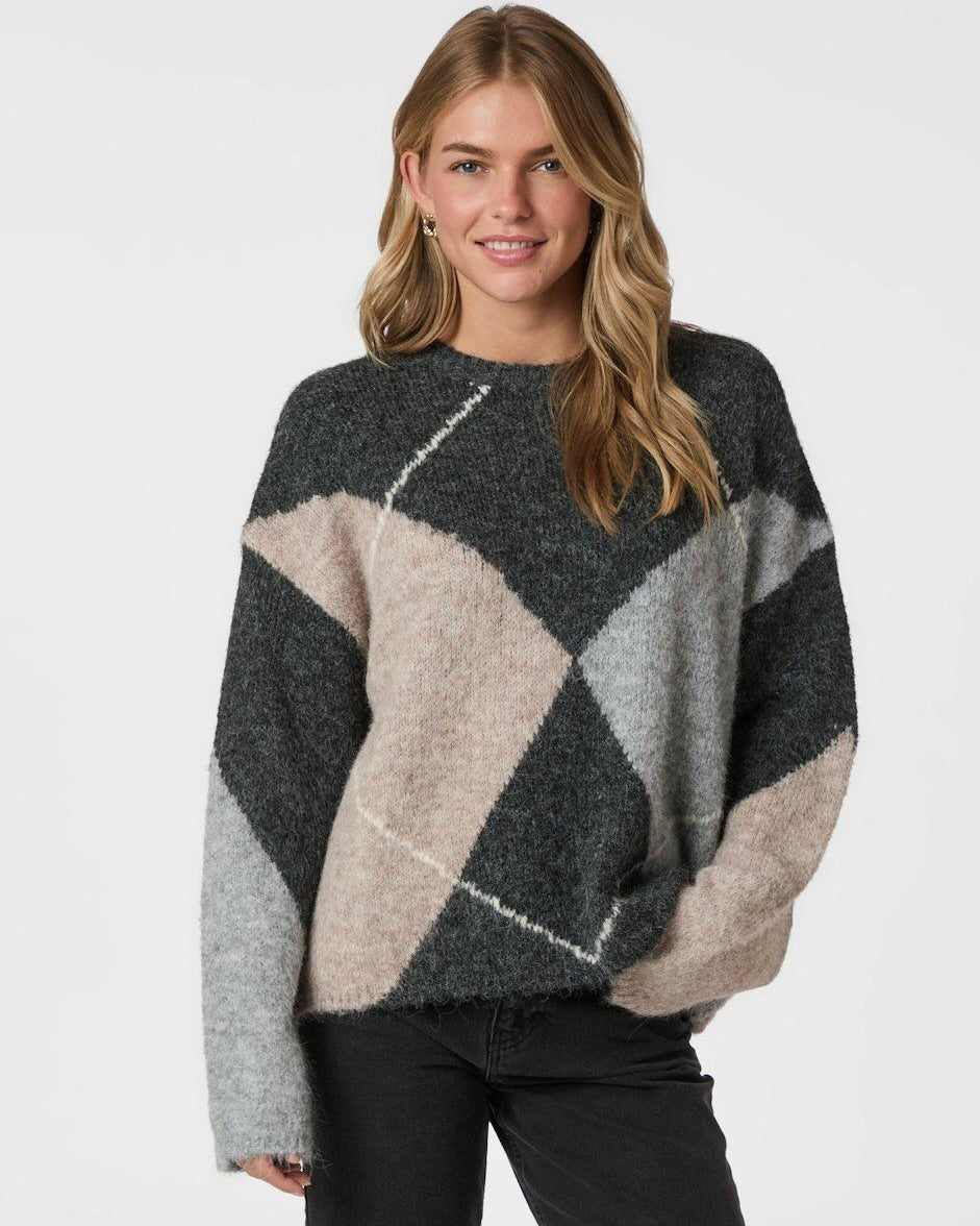 Neo Noir Inga Check Fluff Knit Jumper