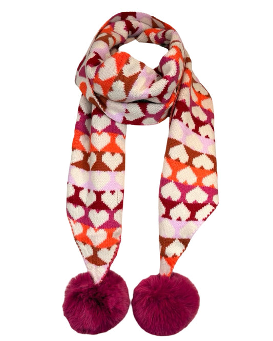 Heart Pom Pom Scarf