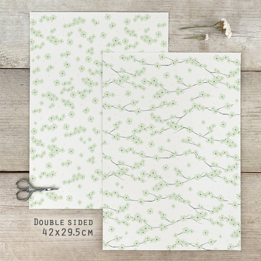 Small Gift Wrap Sheet-Blossom Green