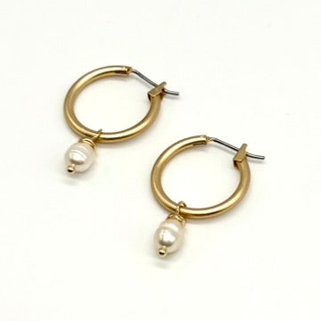 Pearl Drop Hoops