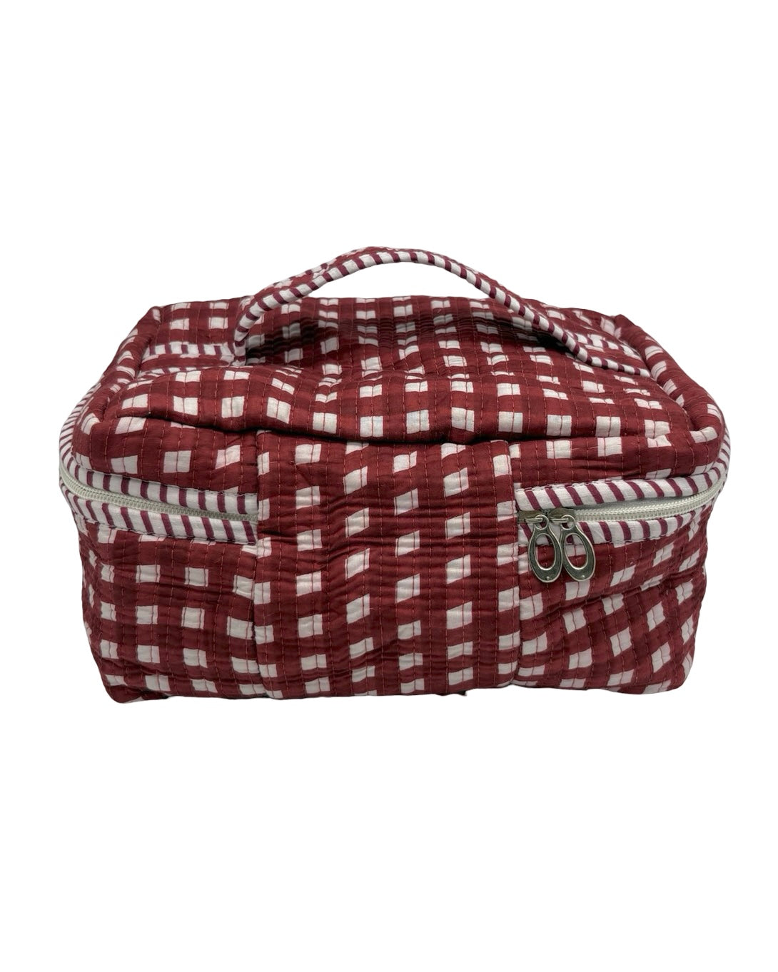 Gingham Trio Vanity Block Print Cosmetic Bags
