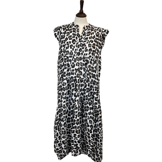 Abigail Leopard Print Frill Sleeveless Dress