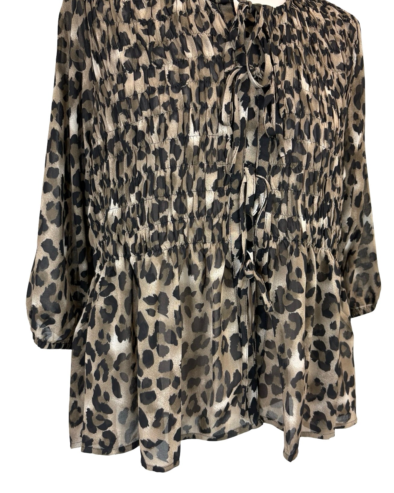 Angel Leopard Tie Front Blouse