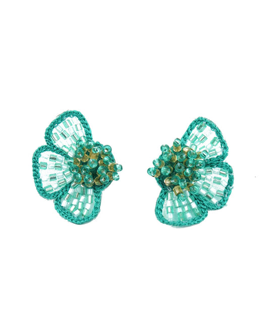 Turquoise Blue Half Flower Earrings