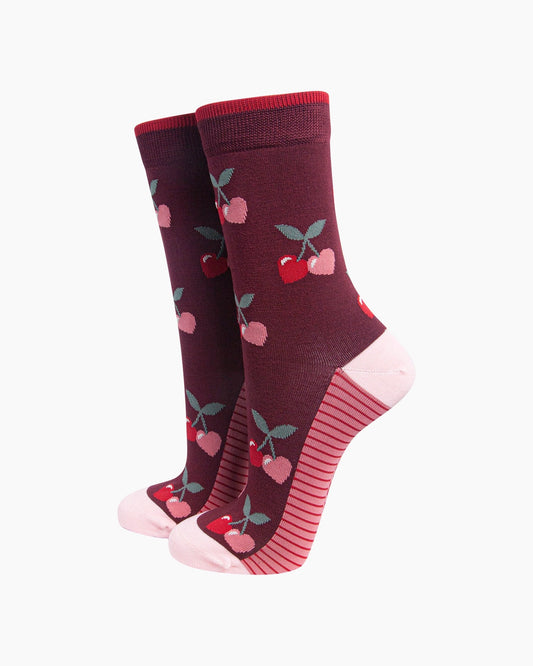 Bamboo Heart Cherry Socks