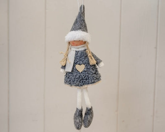 Grey Heart Hanging Doll
