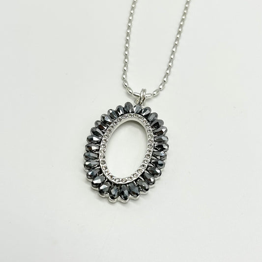 Crystal Pendant On Bead Chain Necklace