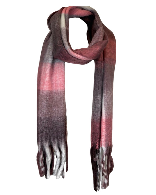 Multi Tone Check Tassel Scarf