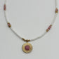 Multi Bead & Oval Ribbed Pendent Necklace
