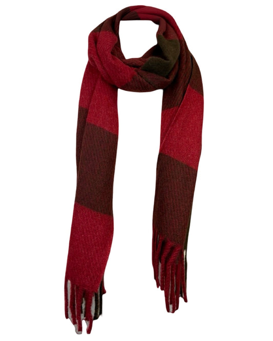 Lined Check Tassel Scarf