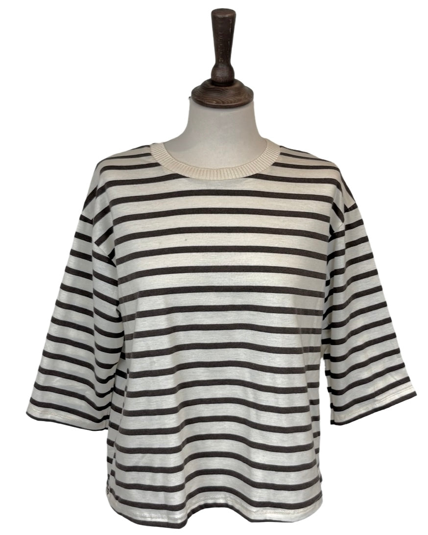 Aurelia Three Quarter Sleeve Stripe Top