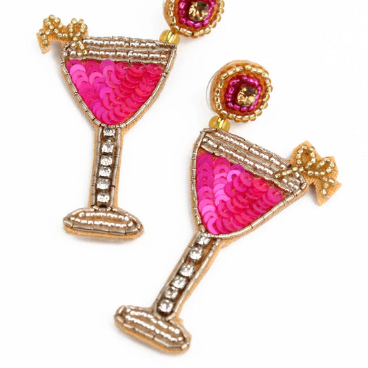 Strawberry Daiquri Pink Cocktail Earrings