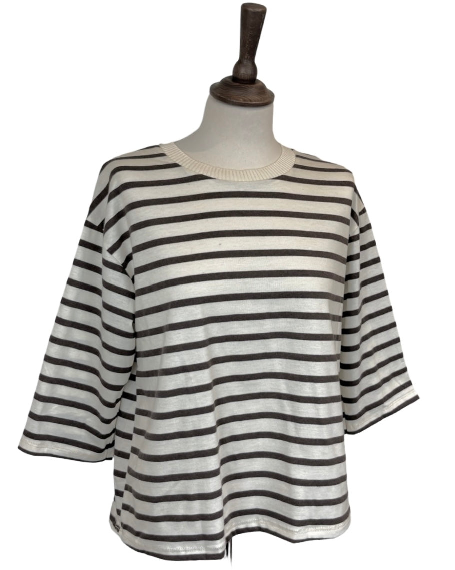 Aurelia Three Quarter Sleeve Stripe Top