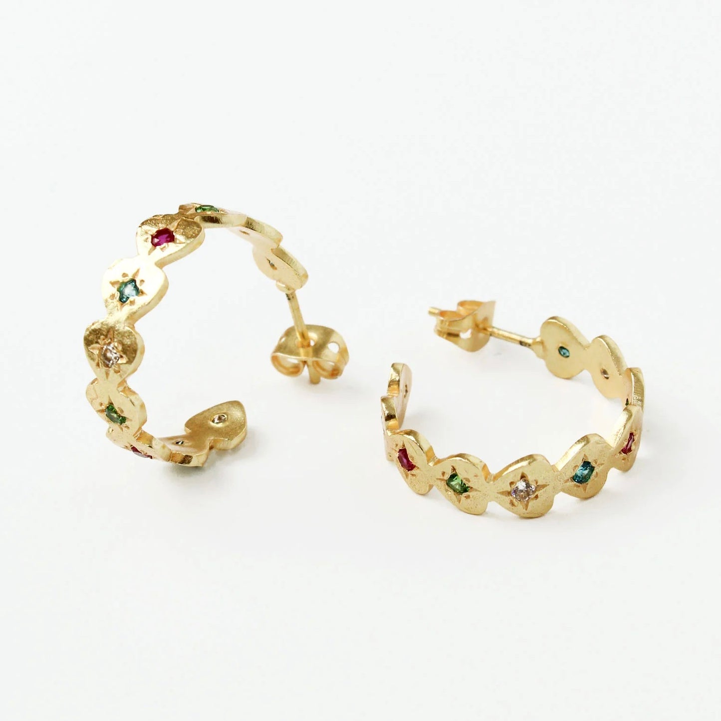 Heart Multi Gem Hoop Earrings