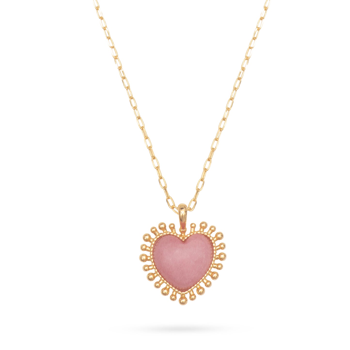 Talis Chains Mini Heart Pendant Necklace - Pink Jade