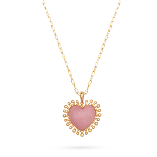 Talis Chains Mini Heart Pendant Necklace - Pink Jade