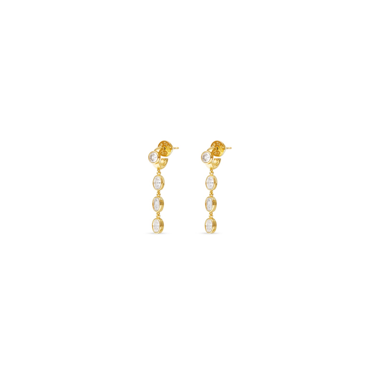 Talis Chains CZ Three Drop Huggies